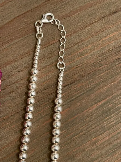 Vintage Italian Silver Ball/Bead Chain tapered 16-18"