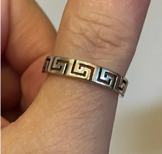 Greek Key .925 Sterling Silver Ring Band