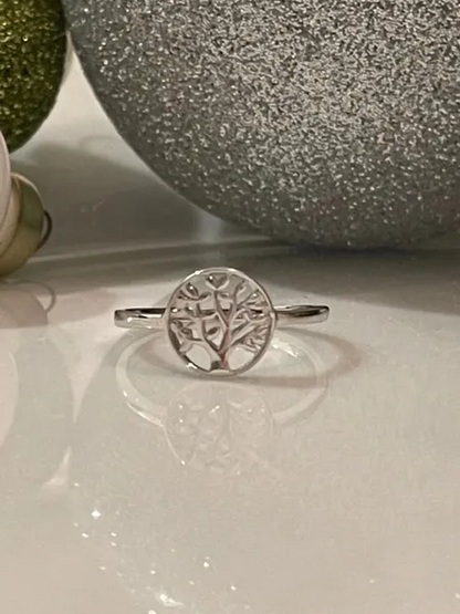 Tree of Life Ring 925 Solid Sterling Silver Ring Band Minimalist For Her