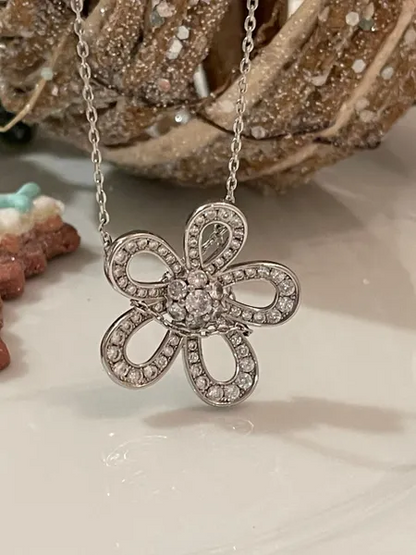 CZ flower Necklace SS 18”