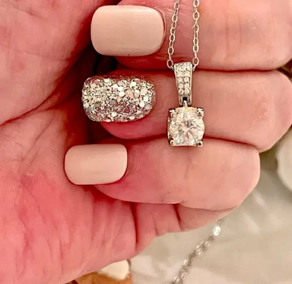 Certified 1.0CT Moissanite Diamond Necklace 18” 925 Silver.