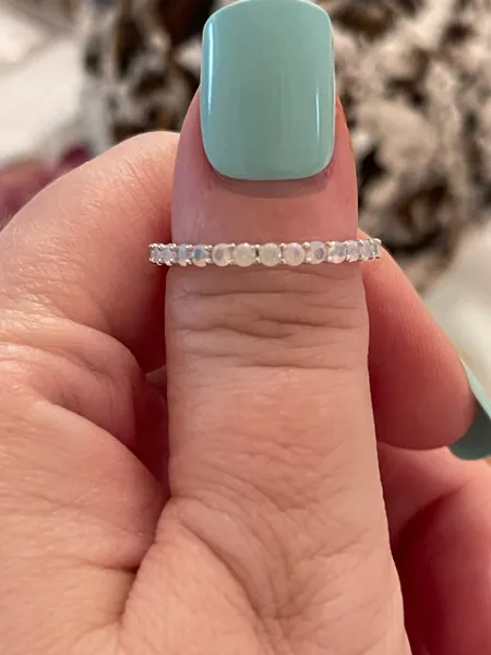 Full eternity stackable engagement ring lab created opal 925 sterling silver ring