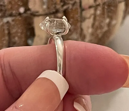 Natural Herkimer diamond and solid sterling silver ring
