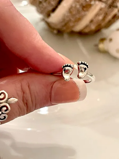 Baby Feet Band Oxidized Solid 925 Sterling Silver Ring/Thumb Ring