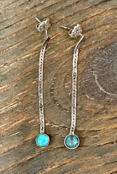 Vintage, sterling silver 925 Natural and Turquoise dangle earrings.