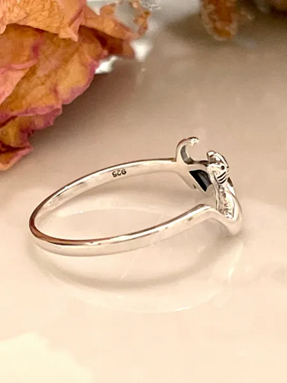 Solid Sterling silver cats ring band