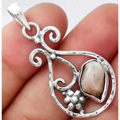Ethiopian Opal Rough Pendant Solid Silver