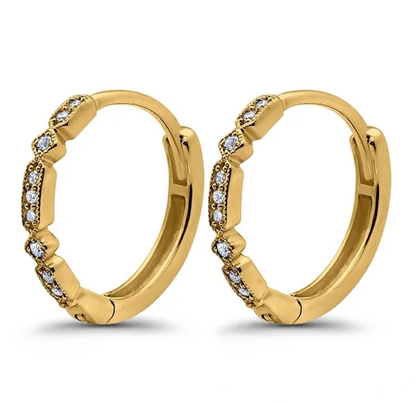 Stunning Solid 14k Gold CZ Huggie Earrings (yellow, white or rose)