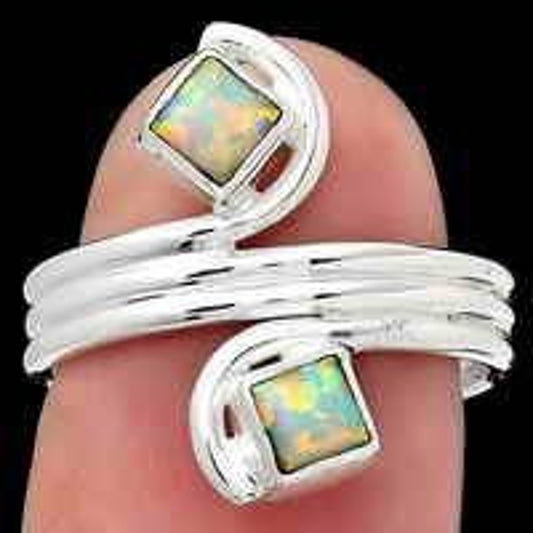 Fire Opal Ring size-8  Solid sterling silver.